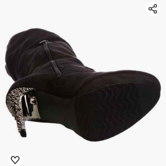 Blink Suede Knee-High Studded Stiletto Boots - Women's US 9.5 - Picture 3 of 11